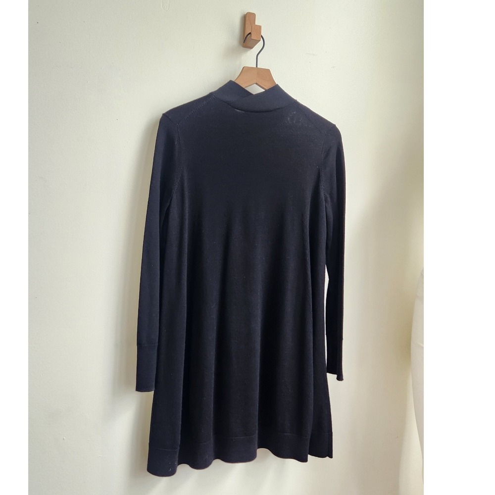 COS Mock Neck Wool A-Line Mini Dress Women S Black Long Sleeve Minimalist Luxury - Picture 3 of 9
